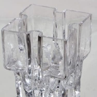 Riihimäen lasi Paalutalo taidelasi, signeerattu, suunnittelija Helena Tynell, signeerattu, suuri, massiivinen, kirkas