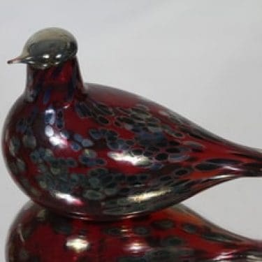 Nuutajärvi koristelintu, Rubiinilintu, suunnittelija Oiva Toikka, Rubiinilintu, signeerattu