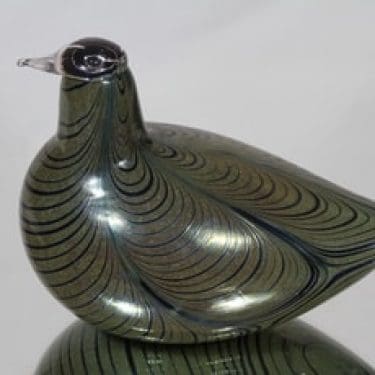 Nuutajärvi koristelintu, KOP, suunnittelija Oiva Toikka, KOP, signeerattu