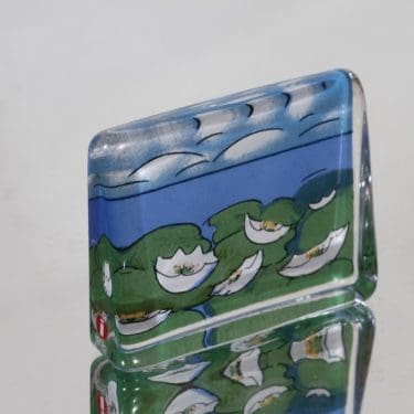 Iittala koriste-esine, Lasikortti, suunnittelija Heljä Liukko-Sundström, Lasikortti, pieni, serikuva