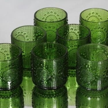 Riihimäen lasi Grapponia lasit, vihreä, 7 kpl, suunnittelija Nanny Still,