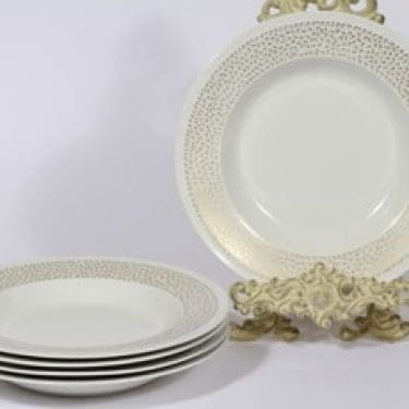 Arabia Kimmel lautaset, syvä, 5 kpl, suunnittelija Esteri Tomula, syvä, serikuva, syvä