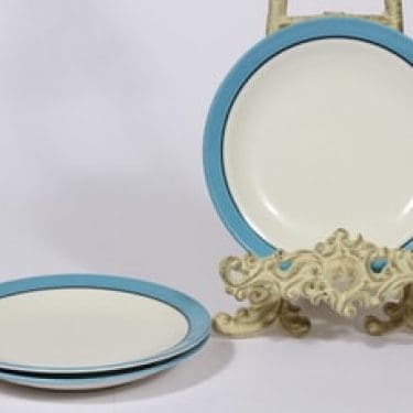 Arabia Harlekin Turkos lautaset, turkoosi, 3 kpl, suunnittelija Inkeri Leivo, pieni