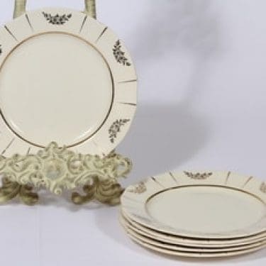 Arabia Irja lautaset, 6 kpl, suunnittelija , pieni, kultakoriste