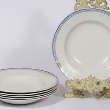 Arabia Lotta lautaset, syvä, 6 kpl, suunnittelija Reinhard Richter, syvä, raitakoriste, syvä