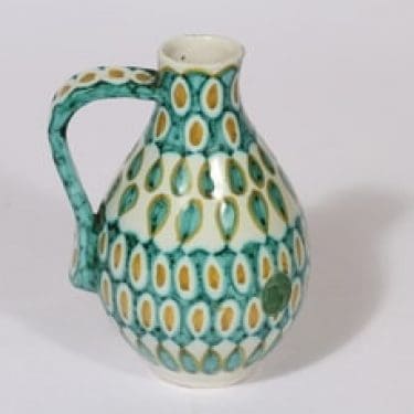 Kupittaan savi maljakko, käsinmaalattu, suunnittelija Gunnar Iso-Puonti, käsinmaalattu, signeerattu, käsinmaalattu