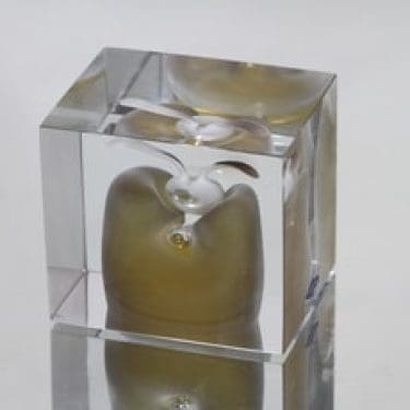 Nuutajärvi taide-esine, Vuosikuutio 1989, suunnittelija Oiva Toikka, Vuosikuutio 1989, signeerattu, Vuosikuutio 1989