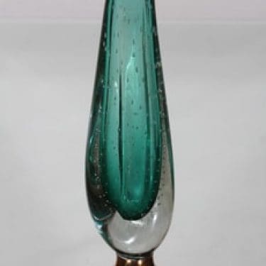 Humppila maljakko, turkoosi, suunnittelija Mikko Helander, pronssijalka