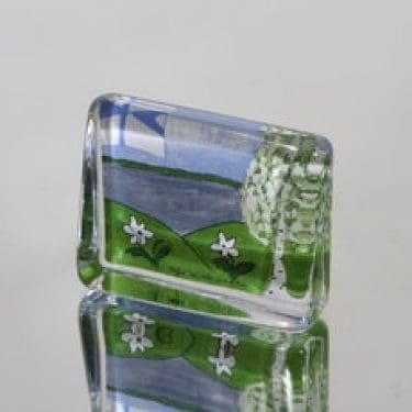Iittala lasikortti koriste-esine, Suomen kevät, suunnittelija Heljä Liukko-Sundström, Suomen kevät, pieni, Suomen kevät