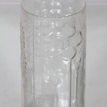 Nuutajärvi Flora maljakko, kirkas, suunnittelija Oiva Toikka,