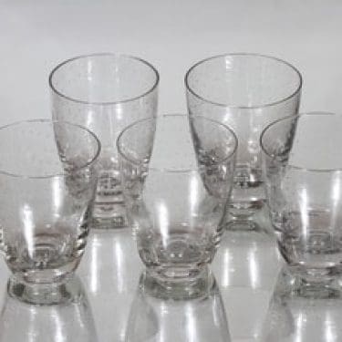 Nuutajärvi Pore lasit, kirkas, 5 kpl, suunnittelija Gunnel Nyman,