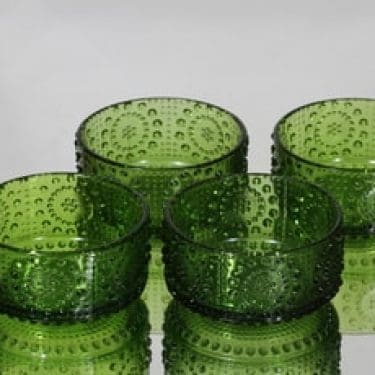 Riihimäen lasi Grapponia annoskulhot, vihreä, 4 kpl, suunnittelija Nanny Still,