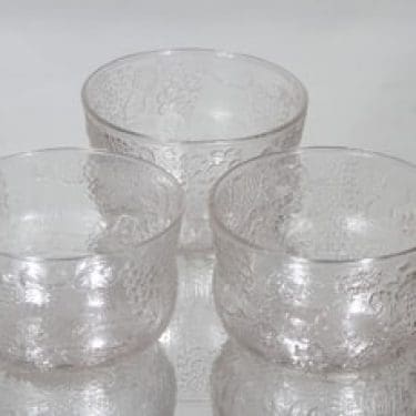 Nuutajärvi Fauna annoskulhot, kirkas, 3 kpl, suunnittelija Oiva Toikka,