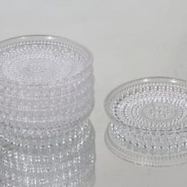 Nuutajärvi Kastehelmi lautaset, kirkas, 4 kpl, suunnittelija Oiva Toikka, pieni