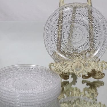 Nuutajärvi Kastehelmi lautaset, kirkas, 4 kpl, suunnittelija Oiva Toikka, pieni