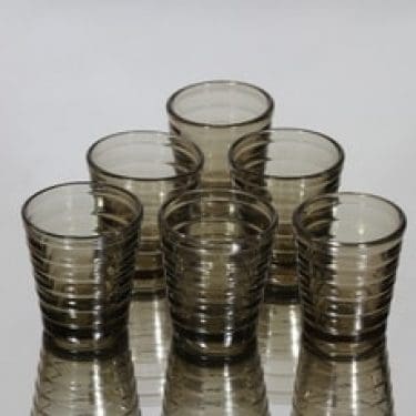 Iittala 2049 snapsilasit, ruskea, 6 kpl, suunnittelija Aino Aalto, pieni