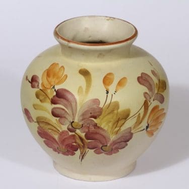 Kupittaan savi 37 maljakko, käsinmaalattu, suunnittelija Raili Suvanto, käsinmaalattu, suuri, signeerattu