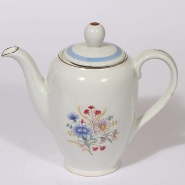 Arabia R kahvikaadin, 1 l, suunnittelija Olga Osol, 1 l, siirtokuva, 1 l, kukkakuvio