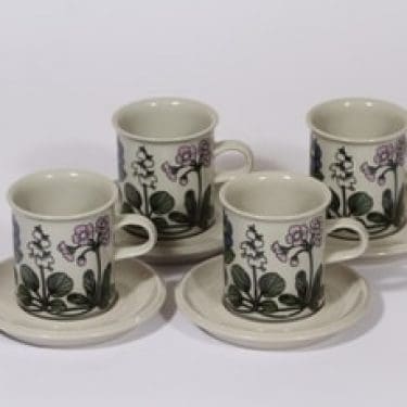 Arabia Flora kahvikupit, 4 kpl, suunnittelija Esteri Tomula, serikuva