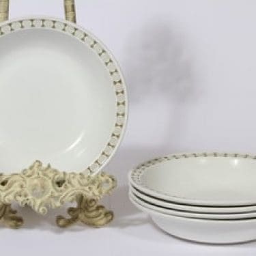 Arabia Seita lautaset, syvä, 5 kpl, suunnittelija Raija Uosikkinen, syvä, serikuva, syvä