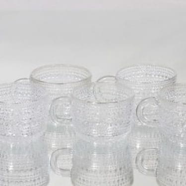 Nuutajärvi Kastehelmi kahvikupit, kirkas, 5 kpl, suunnittelija Oiva Toikka,