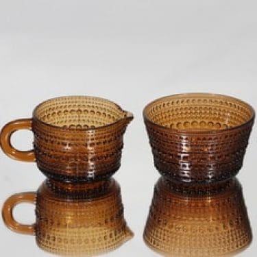 Nuutajärvi Kastehelmi kermakko ja sokerikko, ruskea, suunnittelija Oiva Toikka,