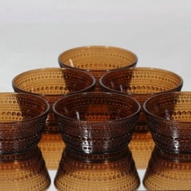 Nuutajärvi Kastehelmi annoskulhot, ruskea, 6 kpl, suunnittelija Oiva Toikka,