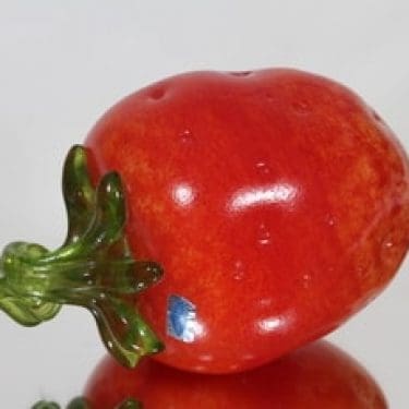 Nuutajärvi Mansikka taide-esine, signeerattu, suunnittelija Oiva Toikka, signeerattu, signeerattu