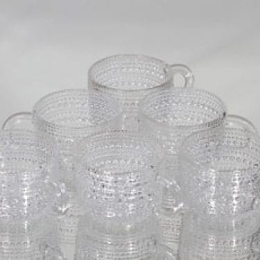 Nuutajärvi Kastehelmi kahvikupit, kirkas, 4 kpl, suunnittelija Oiva Toikka,