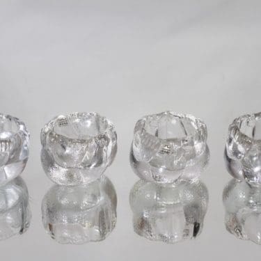 Nuutajärvi Tipu munakupit, kirkas, 4 kpl, suunnittelija Kerttu Nurminen,