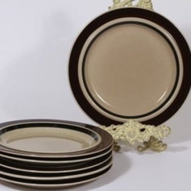 Arabia Ruija lautaset, matala, 6 kpl, suunnittelija Raija Uosikkinen, matala, raitakoriste, matala