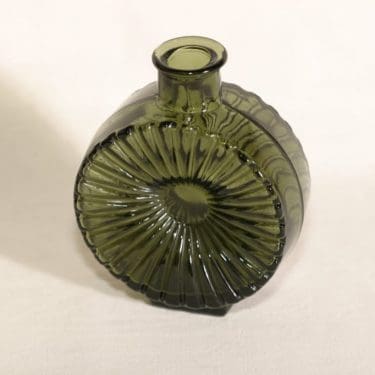 Riihimäen lasi Aurinkopullo koristepullo, oliivinvihreä, suunnittelija Helena Tynell, sävy VI