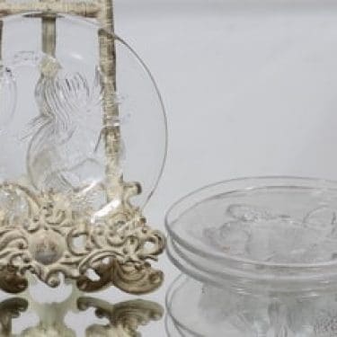 Nuutajärvi Pioni lautaset, kirkas, 4 kpl, suunnittelija Oiva Toikka, pieni