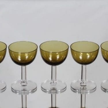 Nuutajärvi 1125 liköörilasi, amber, 5 kpl, suunnittelija Saara Hopea,