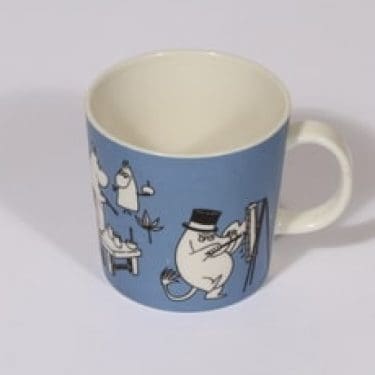 Arabia Muumi muki, Muumit maalaa siveltimellä, suunnittelija Tove Slotte, Muumit maalaa siveltimellä, serikuva, Muumit maalaa siveltimellä