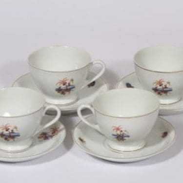 Arabia tuntematon koriste kahvikupit, 4 kpl, suunnittelija , siirtokuva