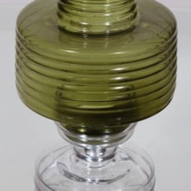 Riihimäen lasi Apollo kynttilälyhty, oliivinvihreä, suunnittelija Nanny Still,