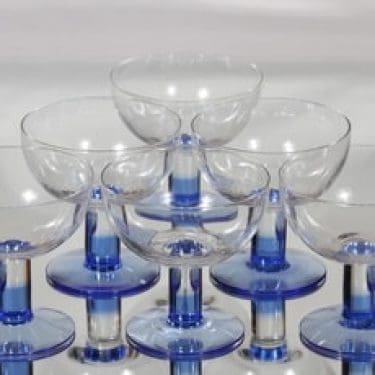 Nuutajärvi Mondo annoskulhot, sininen|kirkas, 6 kpl, suunnittelija Kerttu Nurminen,