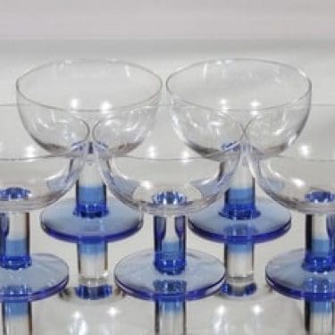 Nuutajärvi Mondo annoskulhot, sininen|kirkas, 5 kpl, suunnittelija Kerttu Nurminen,