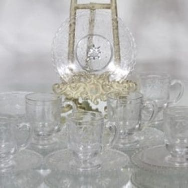 Nuutajärvi Apila kahvikupit ja leivoslautaset, kirkas, 6 kpl, suunnittelija ,