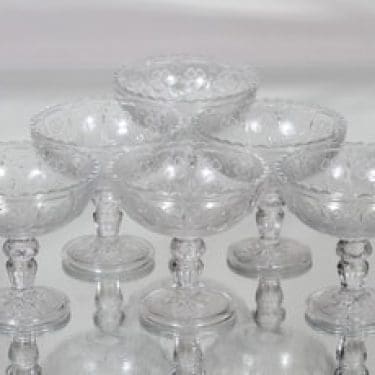 Nuutajärvi Apila annoskulhot, kirkas, 6 kpl, suunnittelija Björn Weckström,