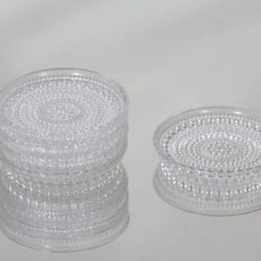 Nuutajärvi Kastehelmi lautaset, kirkas, 5 kpl, suunnittelija Oiva Toikka, pieni