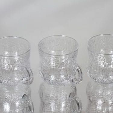 Nuutajärvi Fauna lasit, kirkas, 3 kpl, suunnittelija Oiva Toikka,