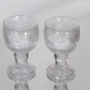 Nuutajärvi Pioni viinilasit, kirkas, 2 kpl, suunnittelija Oiva Toikka,