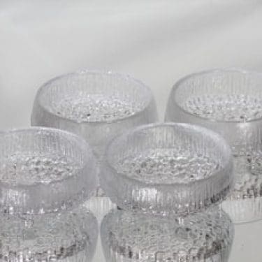 Iittala Ultima Thule annoskulhot, kirkas, 4 kpl, suunnittelija Tapio Wirkkala,