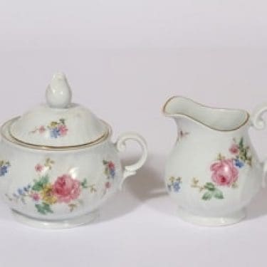 Arabia RE sokerikko ja kermakko, kukkakuvio, suunnittelija , kukkakuvio, serikuva