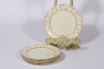 Arabia Viktoria lautaset, matala, 6 kpl, suunnittelija , matala, pieni, painokoriste, art deco