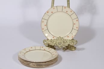 Arabia Viktoria lautaset, matala, 6 kpl, suunnittelija , matala, pieni, painokoriste, art deco