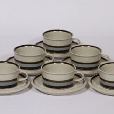 Arabia Suvanto teekupit, käsinmaalattu, 6 kpl, suunnittelija Ulla Procope, käsinmaalattu