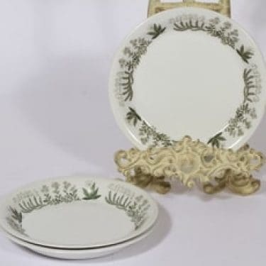 Arabia Polaris lautaset, 3 kpl, suunnittelija Raija Uosikkinen, pieni, serikuva, kukka-aihe